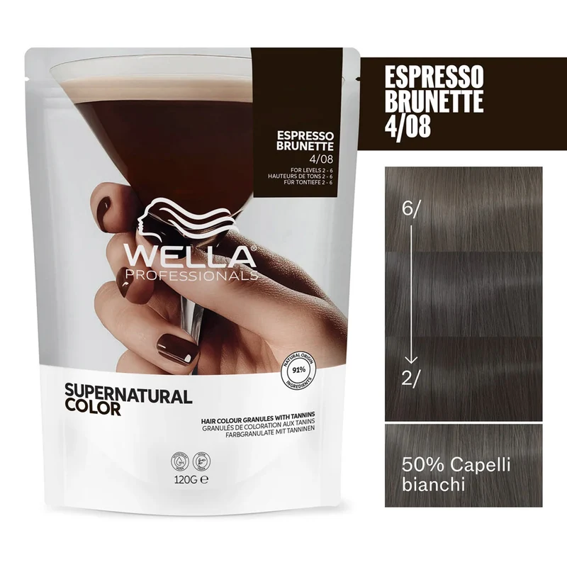 Wella Professionals Supernatural Color Espresso Brunette 4/08 120gr - colore naturale semipermanente