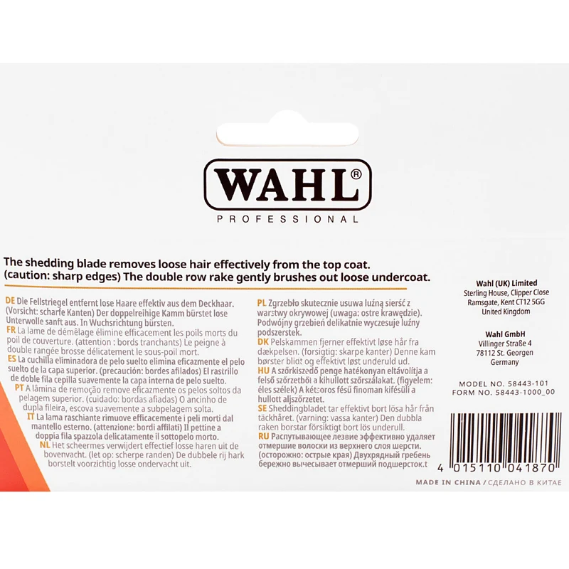 Wahl Pro Pet Double Row Rake - pettine a rastrello