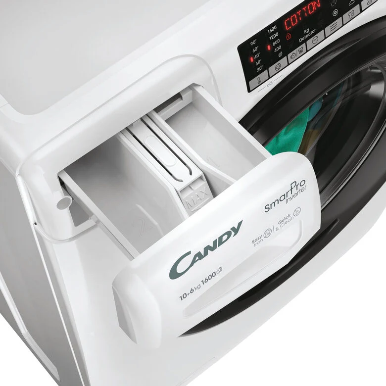 Candy CSOW61066TWMB6-S Lavasciuga A Libera Installazione 10 Kg, 1600 Giri, Smart Pro Inverter, Wi-Fi + Bluetooth, Snap&Wash, Classe D, Bianco