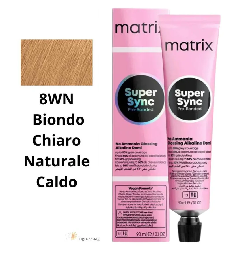 Tintura Super Sync Pre-Bonded Matrix 90ml 8WN Biondo Chiaro Naturale Caldo