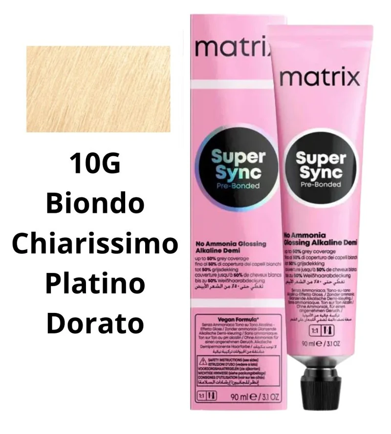 Tintura Super Sync Pre-Bonded Matrix 90ml 10G Biondo Chiarissimo Platino Dorato