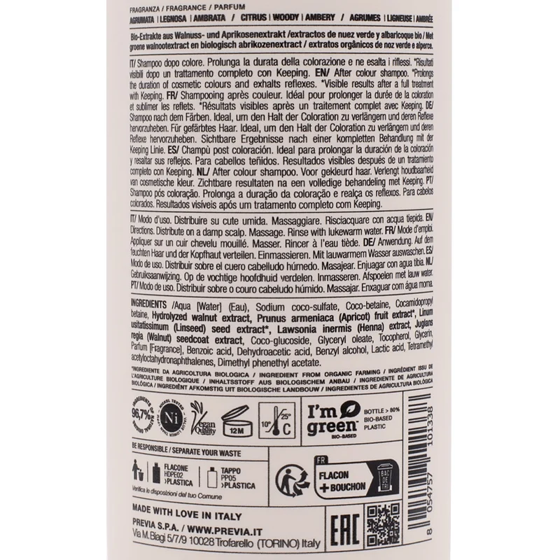 Previa Keeping After Color Shampoo 340ml - shampoo capelli colorati