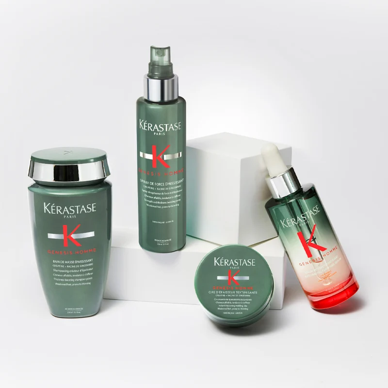 Kerastase Genesis Homme Bain Masse Epaississant 250ml Spray 150ml Serum 90ml Cire D' Epaisseur Texturisante 75ml