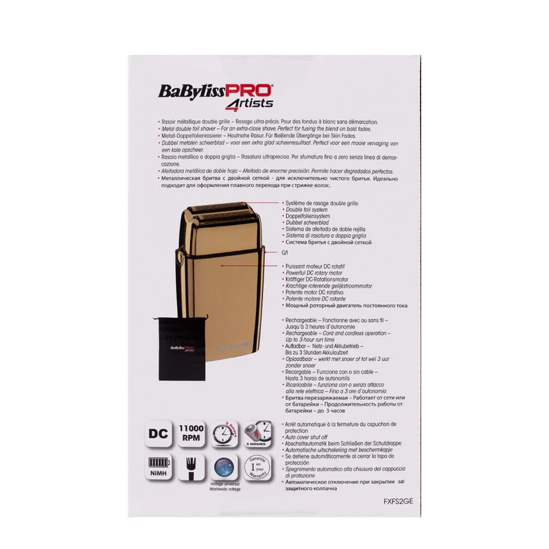 Babyliss Pro 4Artist Double Foil Metal Shaver Gold FOILFX02 - rasoio di finitura in metallo