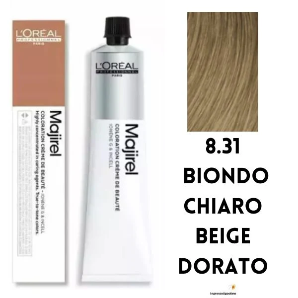 Tintura Majirel L'Oreal 50ml 8.31 Biondo Chiaro Beige Dorato