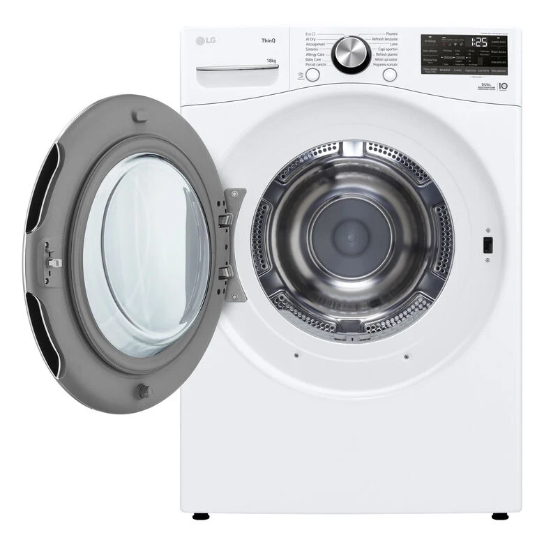 LG RH18U8AVCW Asciugatrice A Libera Installazione 18 Kg, Pompa Di Calore, Dual Inverter, Motore Direct Drive, AI Dry, Wi-Fi, Classe D, Bianca
