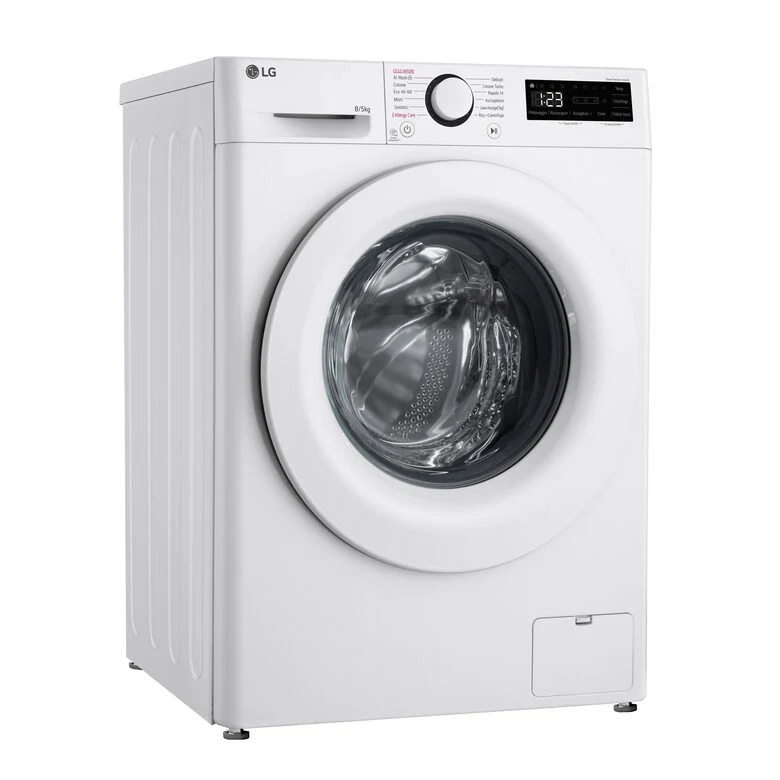 LG D2R3S08NSWW Lavasciuga slim 8/5kg AI DD, Classe E, 1200 giri, AI Wash, Vapore