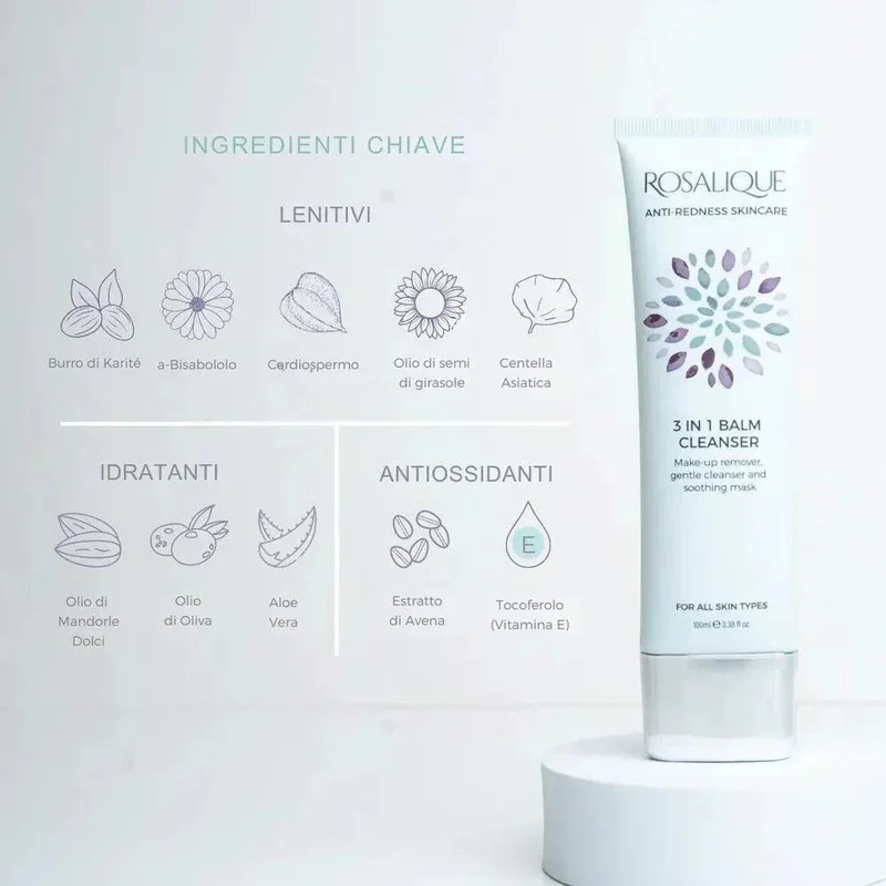 Rosalique 3 in 1 Balm Cleanser balsamo detergente viso 100ml