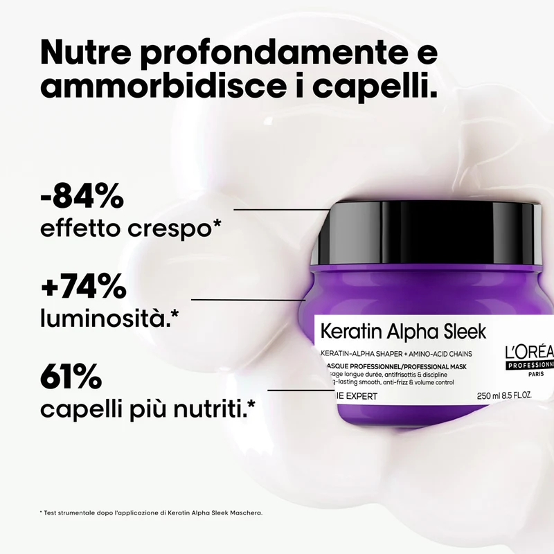 L'Oreal Professionnel Paris Serie Expert Keratin Alpha Sleek Mask 250ml - maschera disciplinante anticrespo