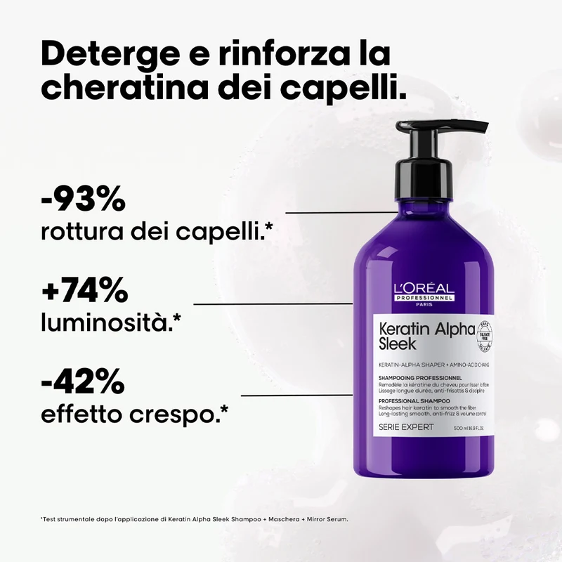 L'Oreal Professionnel Paris Serie Expert Keratin Alpha Sleek Shampoo 500ml - shampoo disciplinante anticrespo