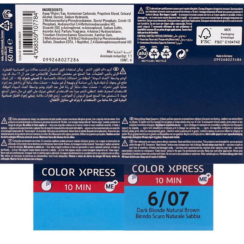 Wella Color Xpress 6/07 Biondo Scuro Naturale Sabbia 60ml - colore permanente rapido