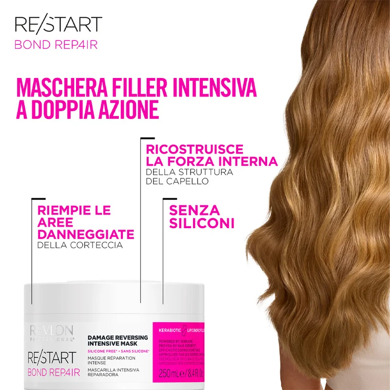 Revlon Restart Bond Repair Mask 250ml - maschera intensiva riparatrice capelli danneggiati