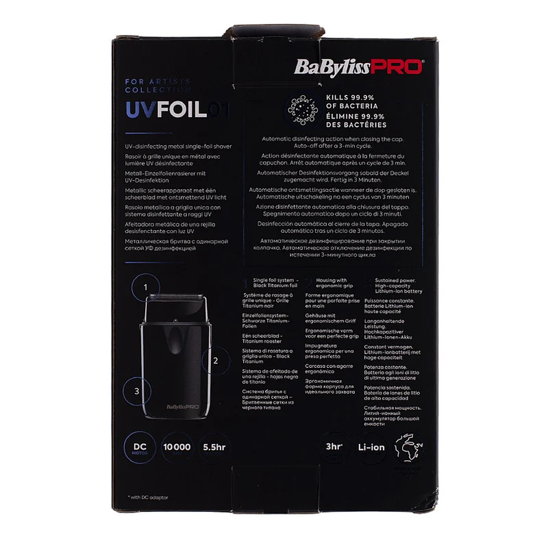 Hair Gallery Resi Come Nuovi Babyliss Pro Shaver UV Single Foil - imballaggio danneggiato