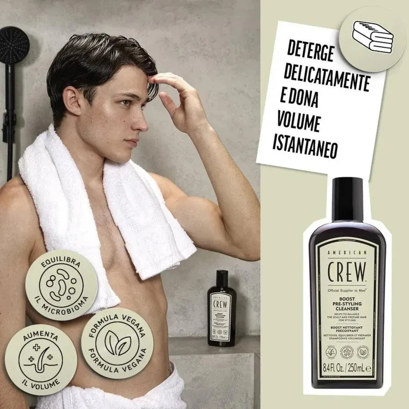 American Crew Boost Pre-Styling Cleanser shampoo uomo volumizzante 250ml