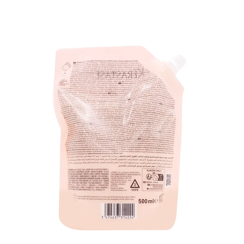 Kerastase Gloss Absolu Bain Creme Hydra Glaze Refill 500ml - ricarica shampoo illuminante capelli spessi