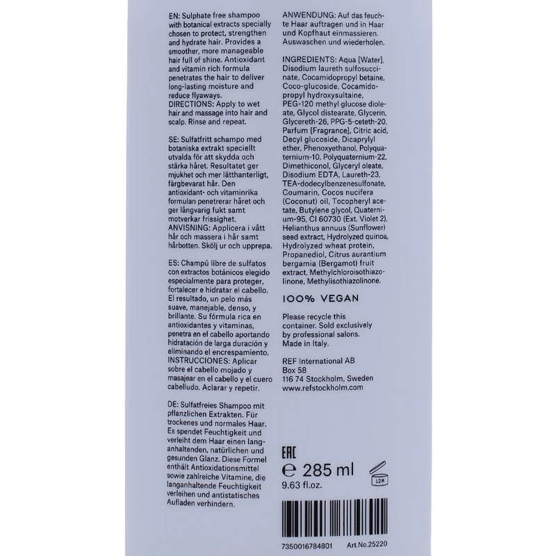 Stockholm Sweden Ref Intense Hydrate Shampoo 285ml - shampoo idratazione intensa