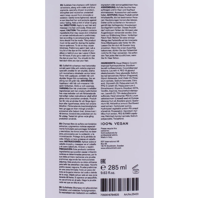 Stockholm Sweden Ref Cool Silver Shampoo 285ml - shampoo anti giallo capelli biondi