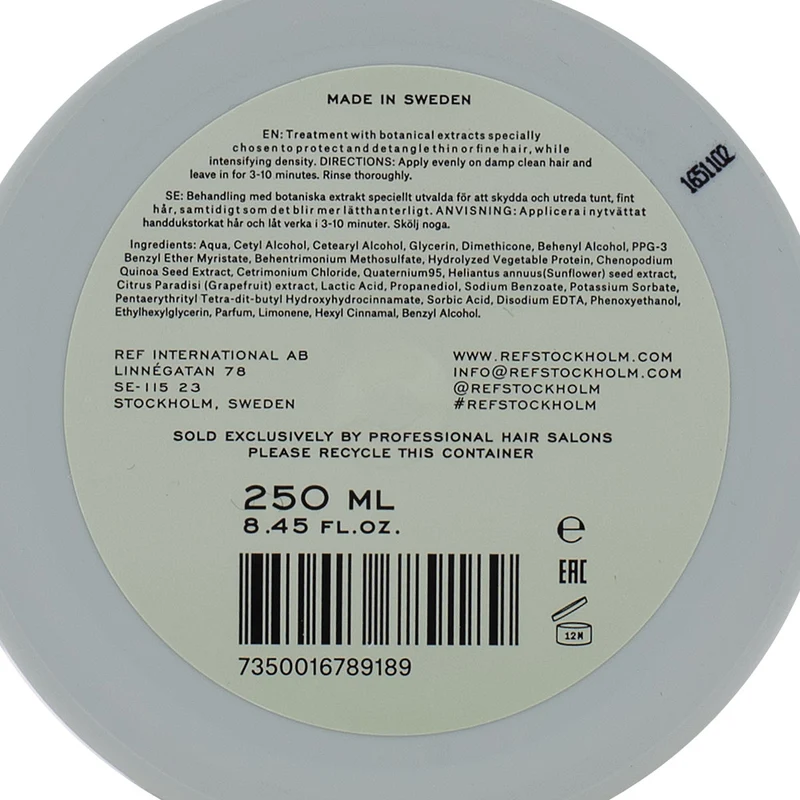 Stockholm Sweden Ref Weightless Volume Masque 250ml - maschera volumizzante