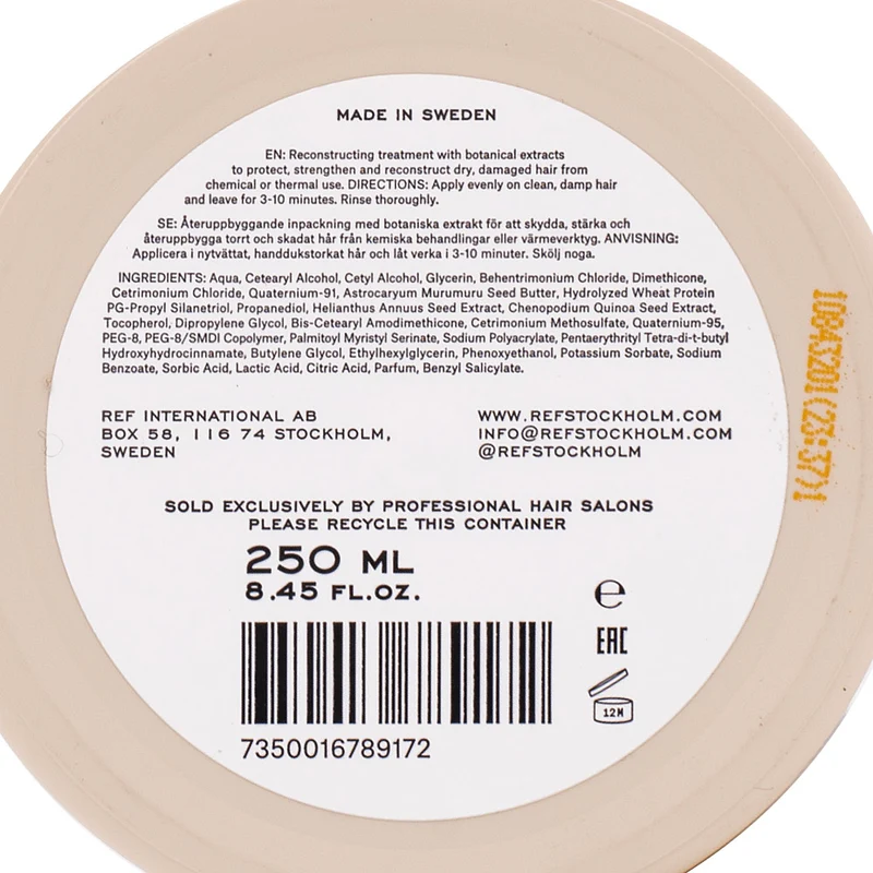 Stockholm Sweden Ref Ultimate Repair Mask 250ml - maschera ristrutturante