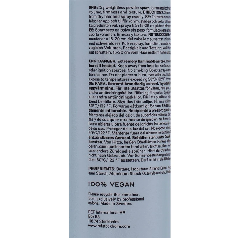 Stockholm Sweden Ref Dry Shampoo N°204 75ml - shampoo secco