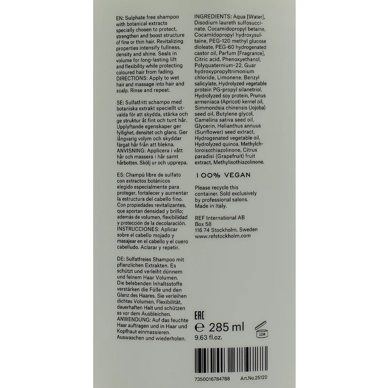 Stockholm Sweden Ref Weightless Volume Shampoo 285ml - shampoo volumizzante