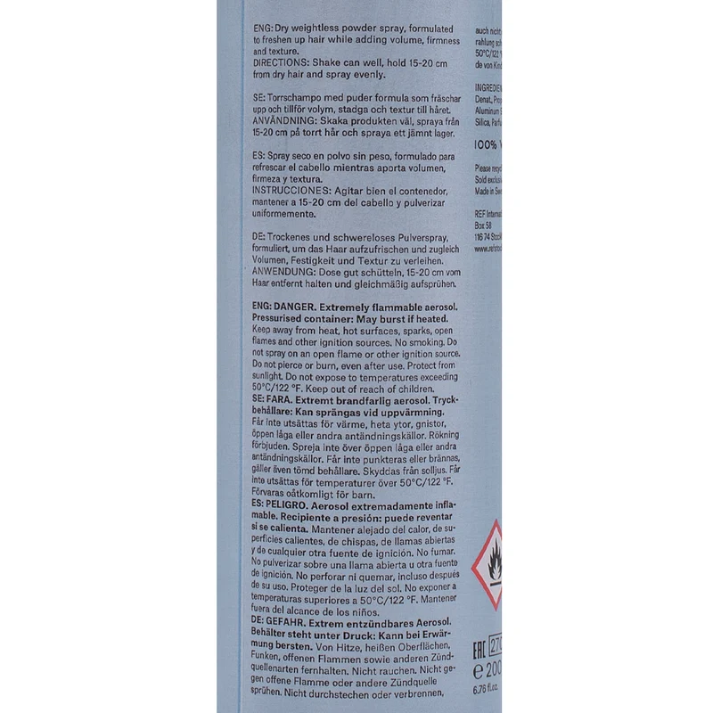 Stockholm Sweden Ref Dry Shampoo N°204 200ml - shampoo secco