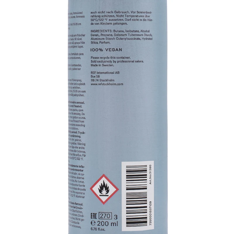 Stockholm Sweden Ref Dry Shampoo N°204 200ml - shampoo secco