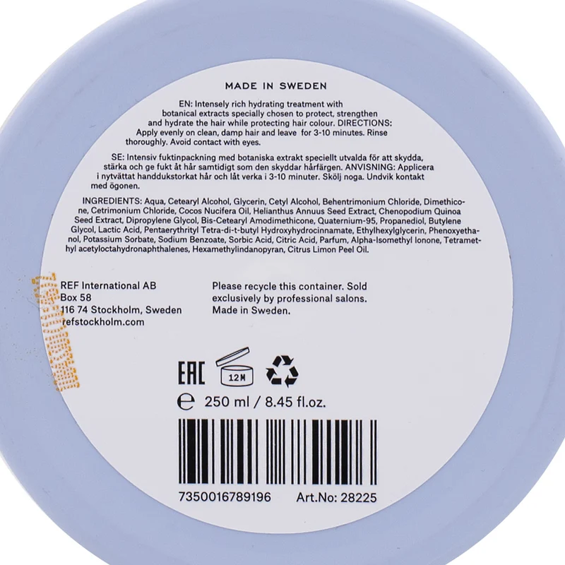 Stockholm Sweden Ref Intense Hydrate Masque 250ml - maschera idratante intensiva