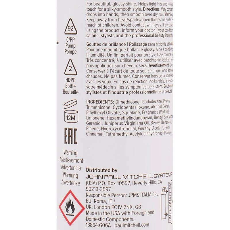 Paul Mitchell Smooth Gloss Drops 75ml – siero finale anticrespo ad alta definizione