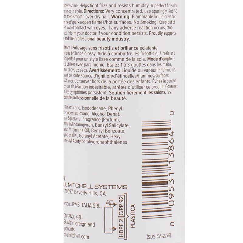 Paul Mitchell Smooth Gloss Drops 75ml – siero finale anticrespo ad alta definizione