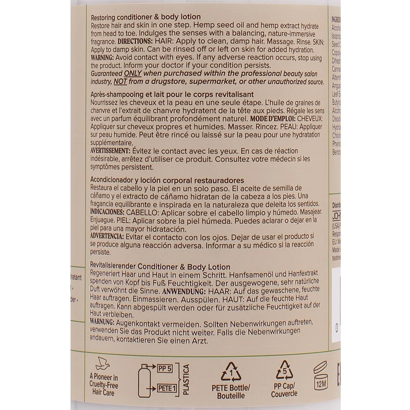 Paul Mitchell Tea Tree Hemp Restoring Conditioner & Body Lotion 300ml - idratante e rivitalizzante 2 in 1