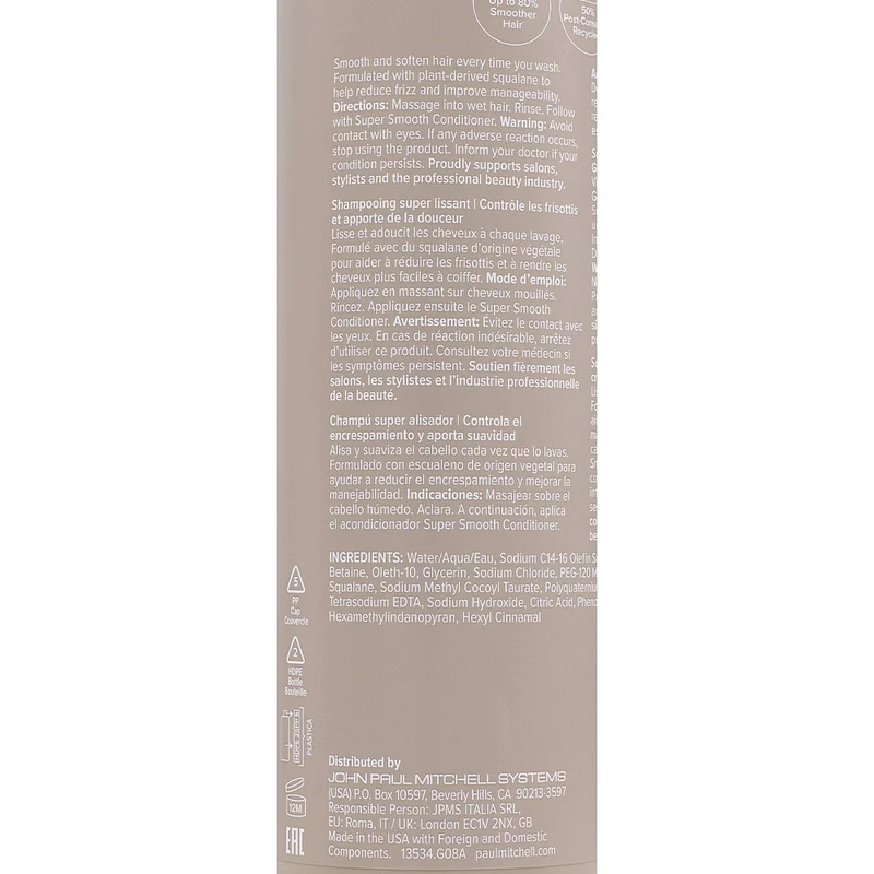 Paul Mitchell Super Smooth Shampoo 1000ml - shampoo anti crespo