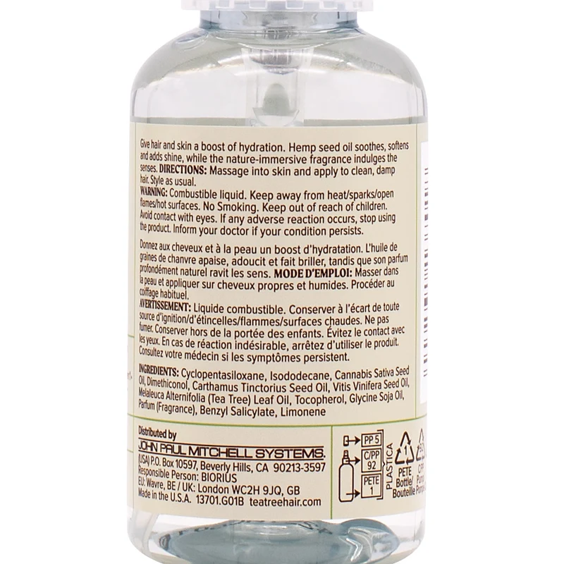 Paul Mitchell Tea Tree Hemp Replenishing Hair & Body Oil 50ml – olio nutriente e riequilibrante 2 in 1