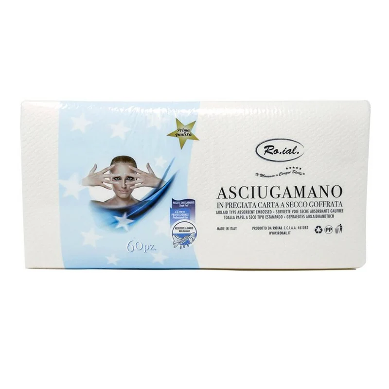 Ro.ial Asciugamano carta monouso parrucchieri e barber 35 X67 goffrato 60pz
