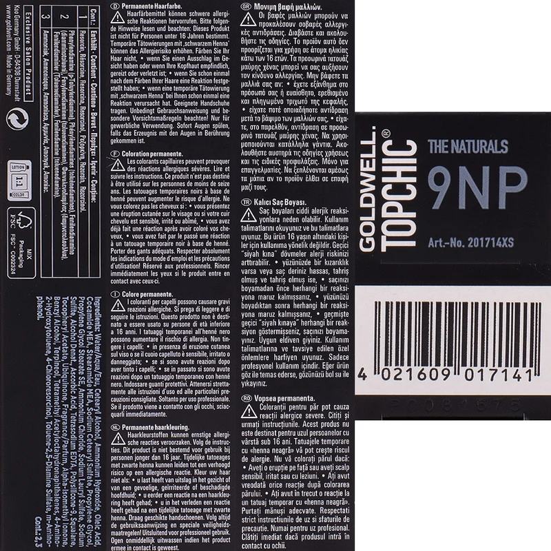 Goldwell Topchic Tube 9NP Very Light Natural Pearl Blonde 60ml - colore permanente in tubo