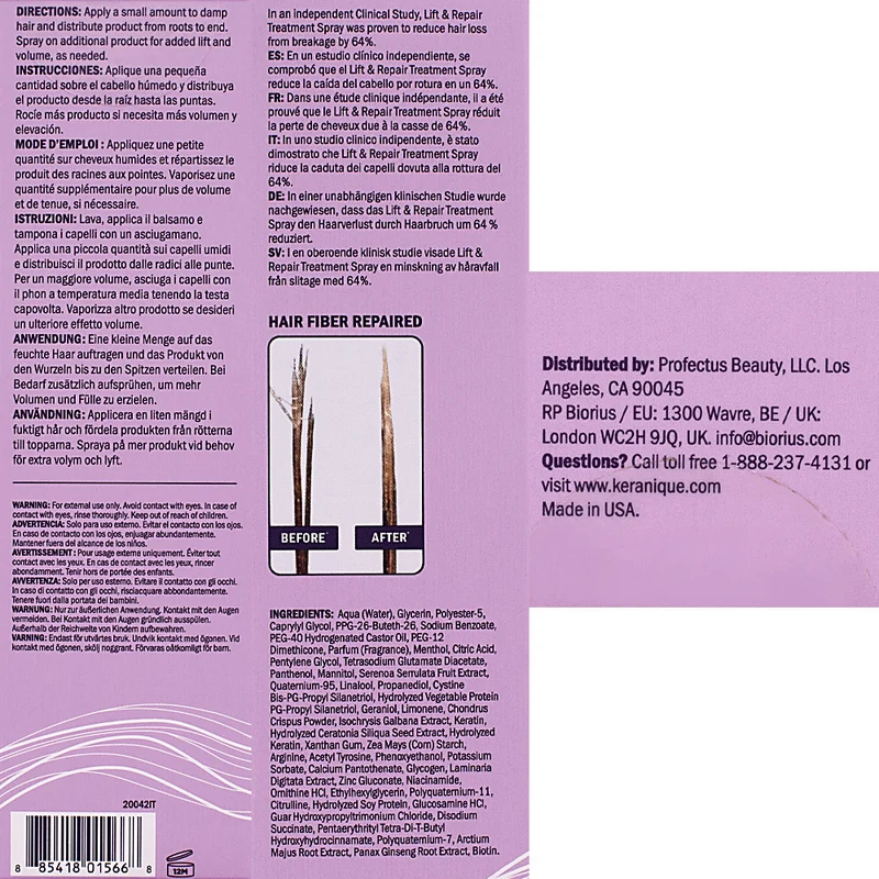 Keranique Spray Volumizzante Riparatore 3.40Z -100ml