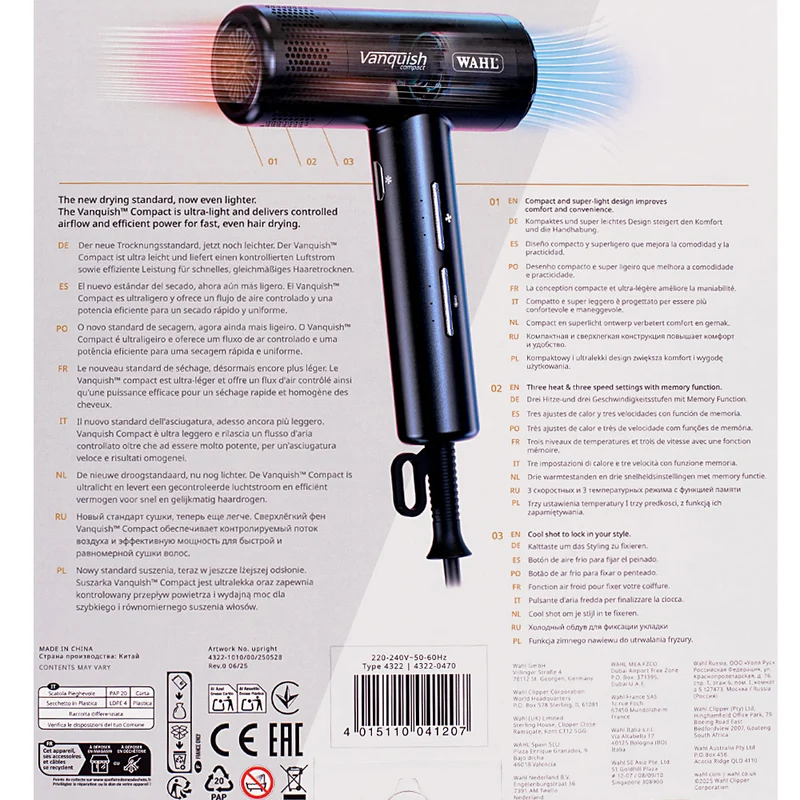 Wahl Vanquish Compact Digital Motor Hair Dryer - asciugacapelli