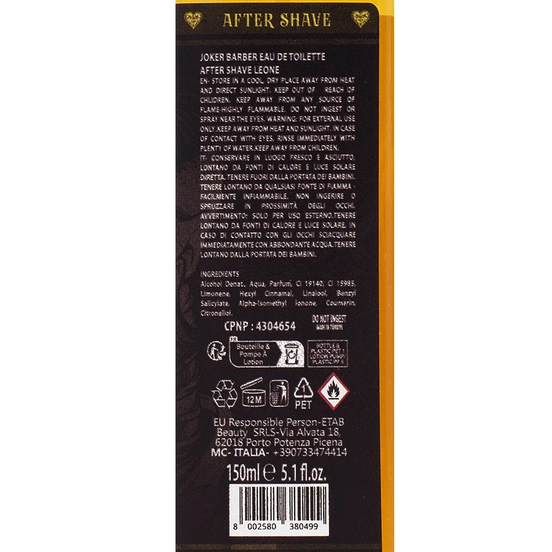 Joker Barber Eau de Toilette After Shave Leone 150ml - dopobarba profumato