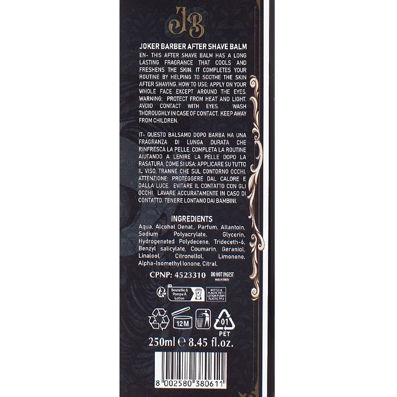 Joker Barber After Shave Balm 250ml - crema dopobarba
