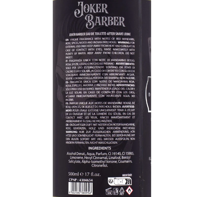 Joker Barber Eau de Toilette After Shave Leone 500ml - dopobarba profumato