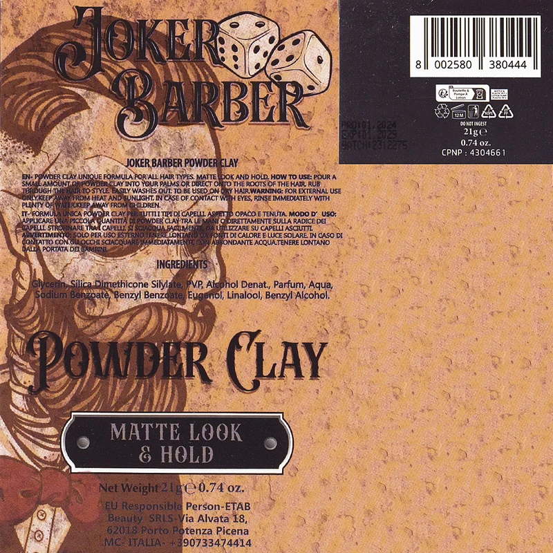 Joker Barber Powder Clay 21gr - argilla in polvere