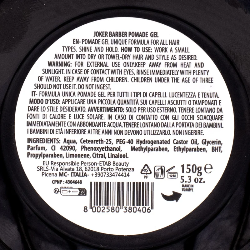 Joker Barber Pomade Gel 150ml - gel tenuta forte
