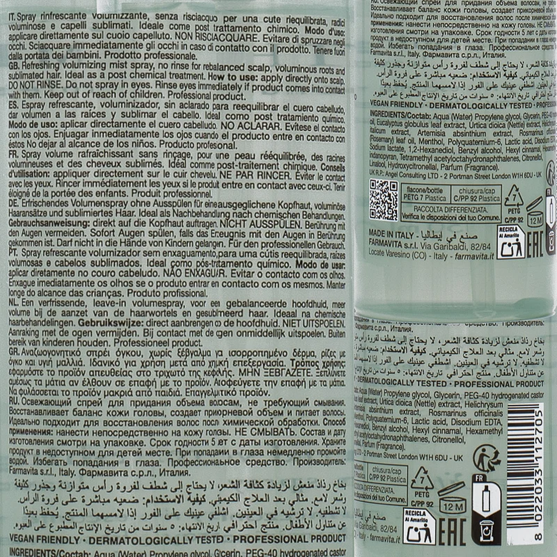 Farmavita Amethyste Specific Scalp & Hair Refreshing Volumizing Mist 150ml - trattamento rinfrescante e volumizzante