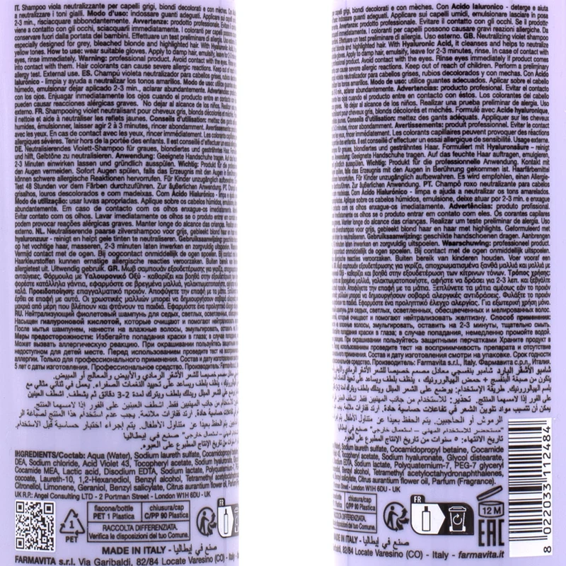 Farmavita Amethyste Blonde Cool Blonde Silver Shampoo 250ml - shampoo anti giallo