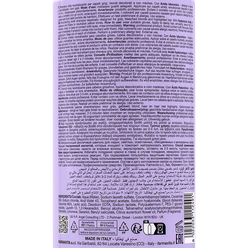 Farmavita Amethyste Blonde Cool Blonde Silver Shampoo 1000ml - shampoo anti giallo