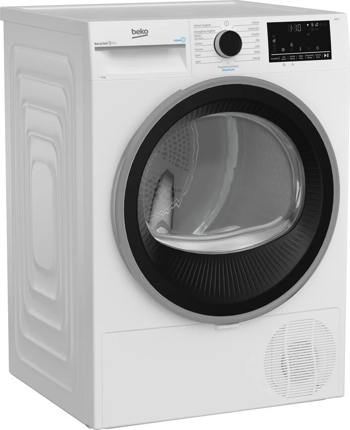 Beko BT3103IS_IT Asciugatrice A Libera Installazione 10 Kg, Pompa Di Calore, Optisense®, Motore Inverter, Display Digitale XL, Vapore SteamCure™, Classe C, Bianco