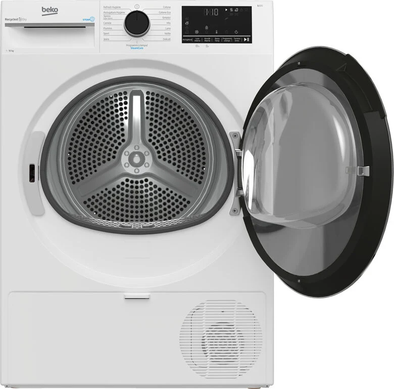 Beko BT3103IS_IT Asciugatrice A Libera Installazione 10 Kg, Pompa Di Calore, Optisense®, Motore Inverter, Display Digitale XL, Vapore SteamCure™, Classe C, Bianco