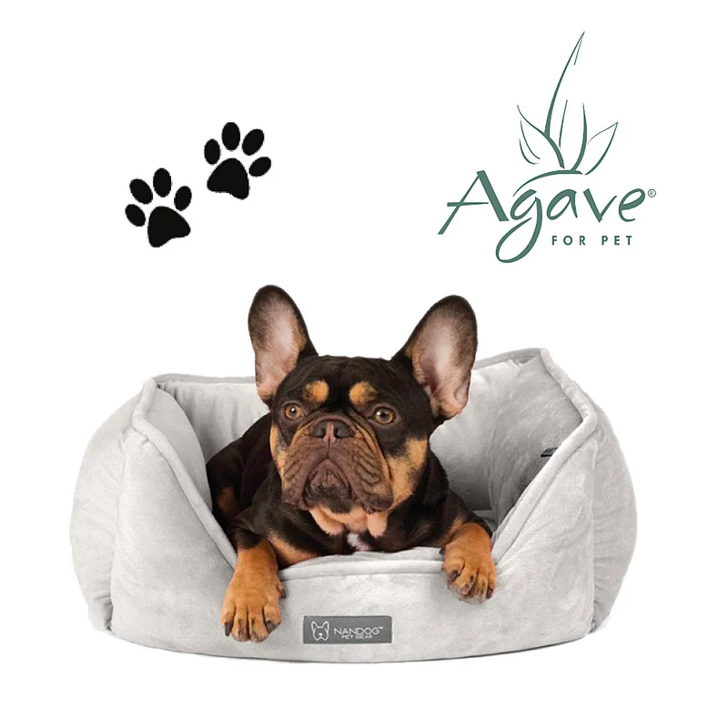Agave Pet Lettino Reversibile in Micro-Peluche Avorio 55x45cm