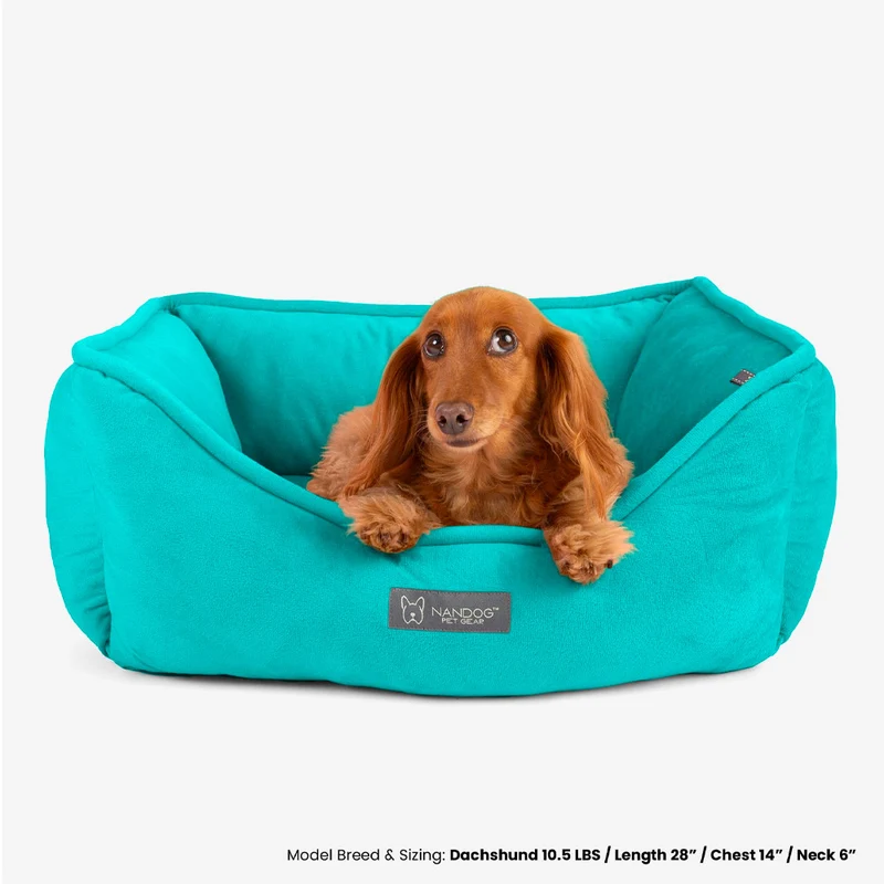 Agave Pet Lettino Reversibile in Micro-Peluche Verde Petrolio 55x45cm