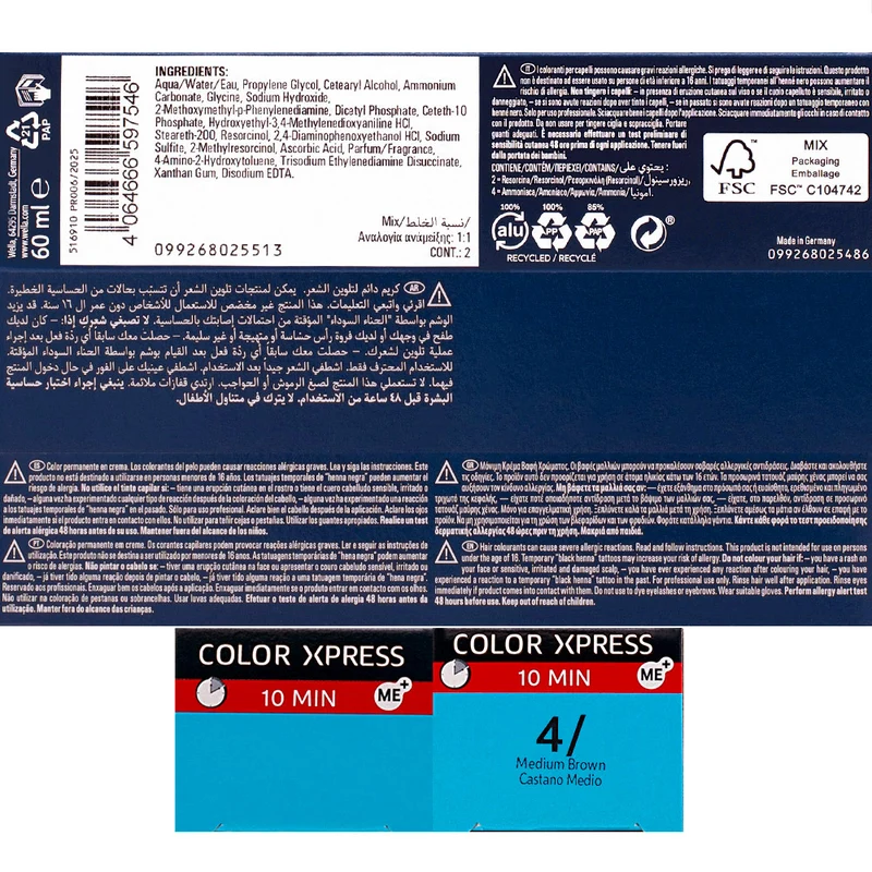 Wella Color Xpress 4/ Castano Medio 60ml - colore permanente rapido